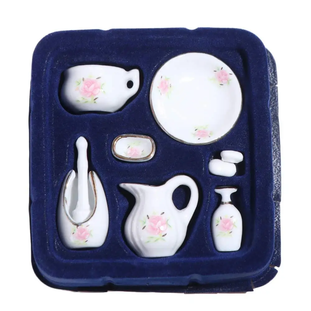 1/12 Schaal Poppenhuis Badkamer Porselein Micro Scène Vintage Stijl Keramiek Poppenhuis Meubels Badkamer Accessoire Prachtig