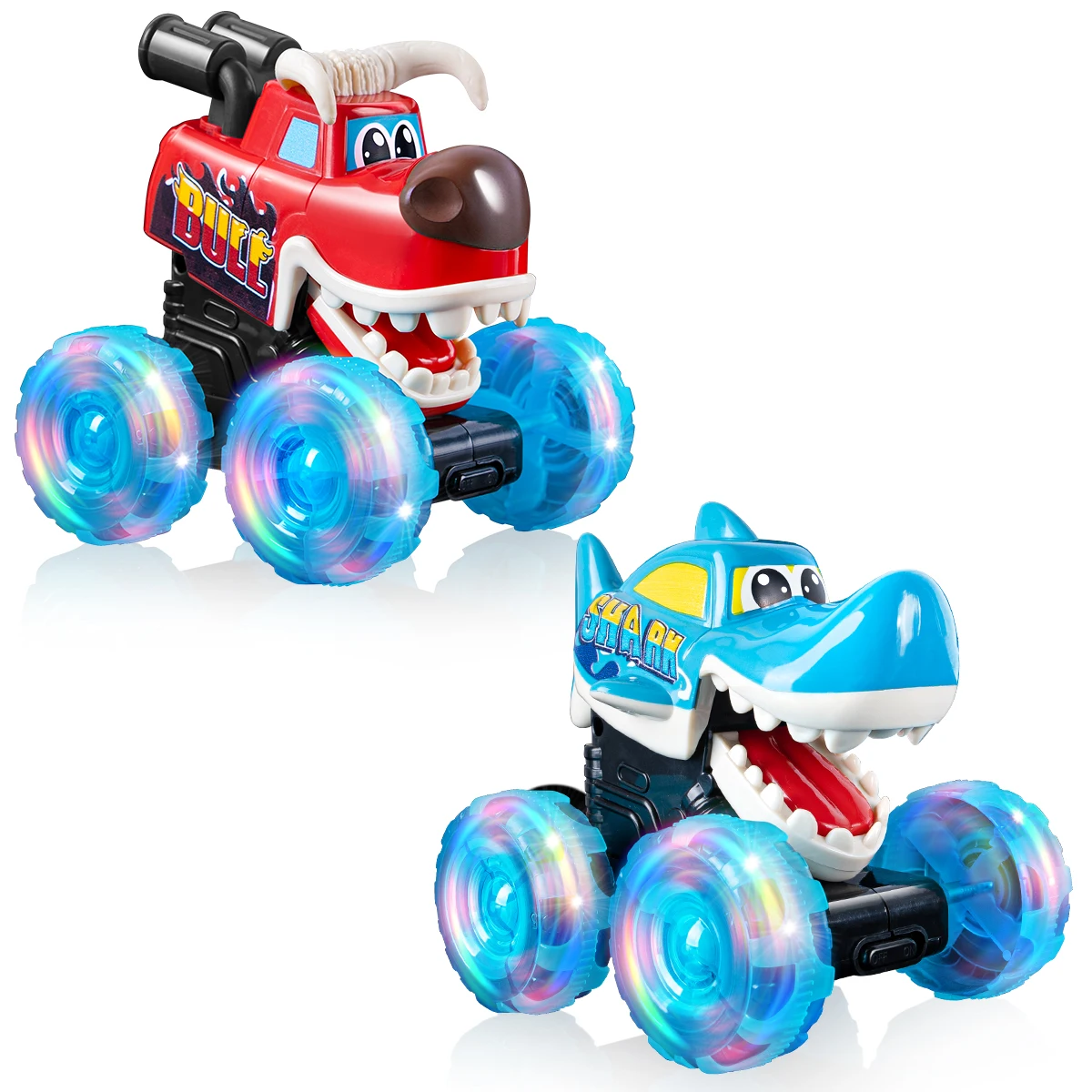 Kids Monster Truck Toys, Bump & Go Electric Animal Car with Led Light up Wheels, Interactive Toddler Toys with Moving Mouth,Girl