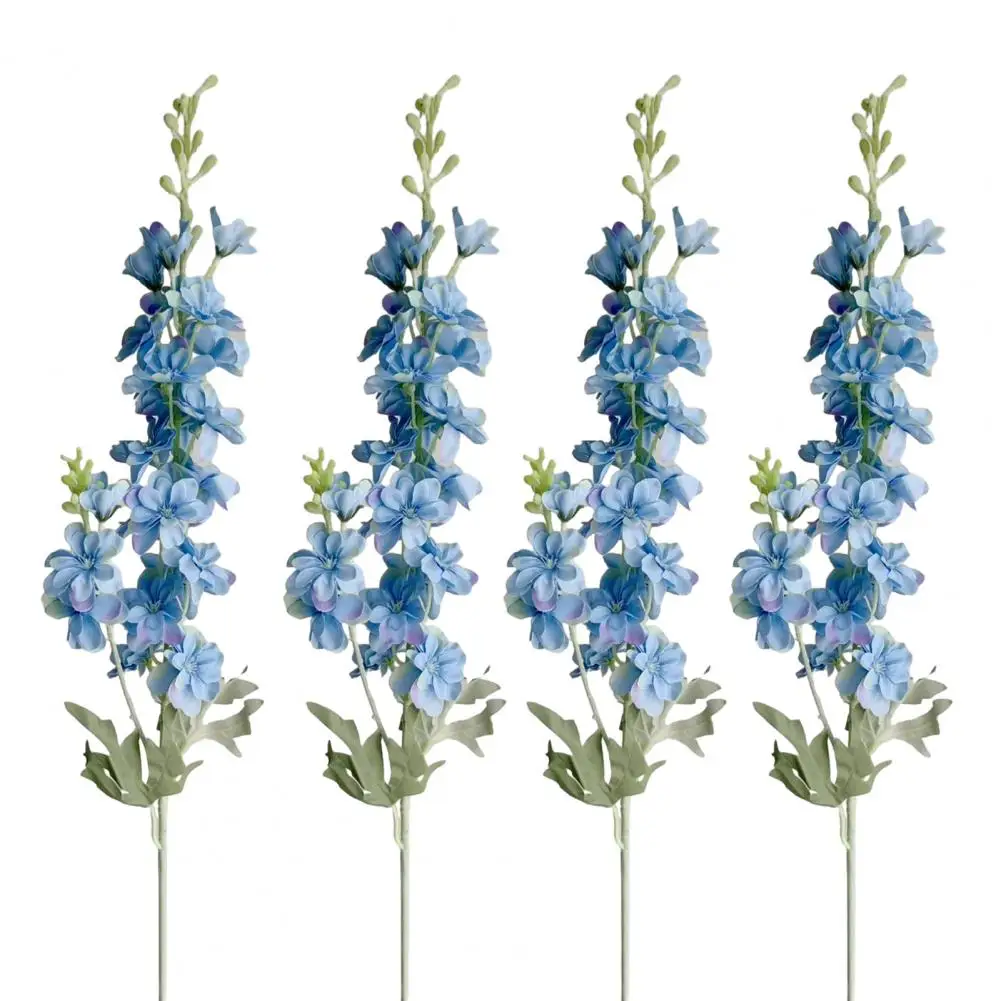 

4 Pcs Artificial Delphinium Flower for Vase Decor Fake Elegant Larkspur Flower Faux Silk Bouquet for Wedding Home Decor