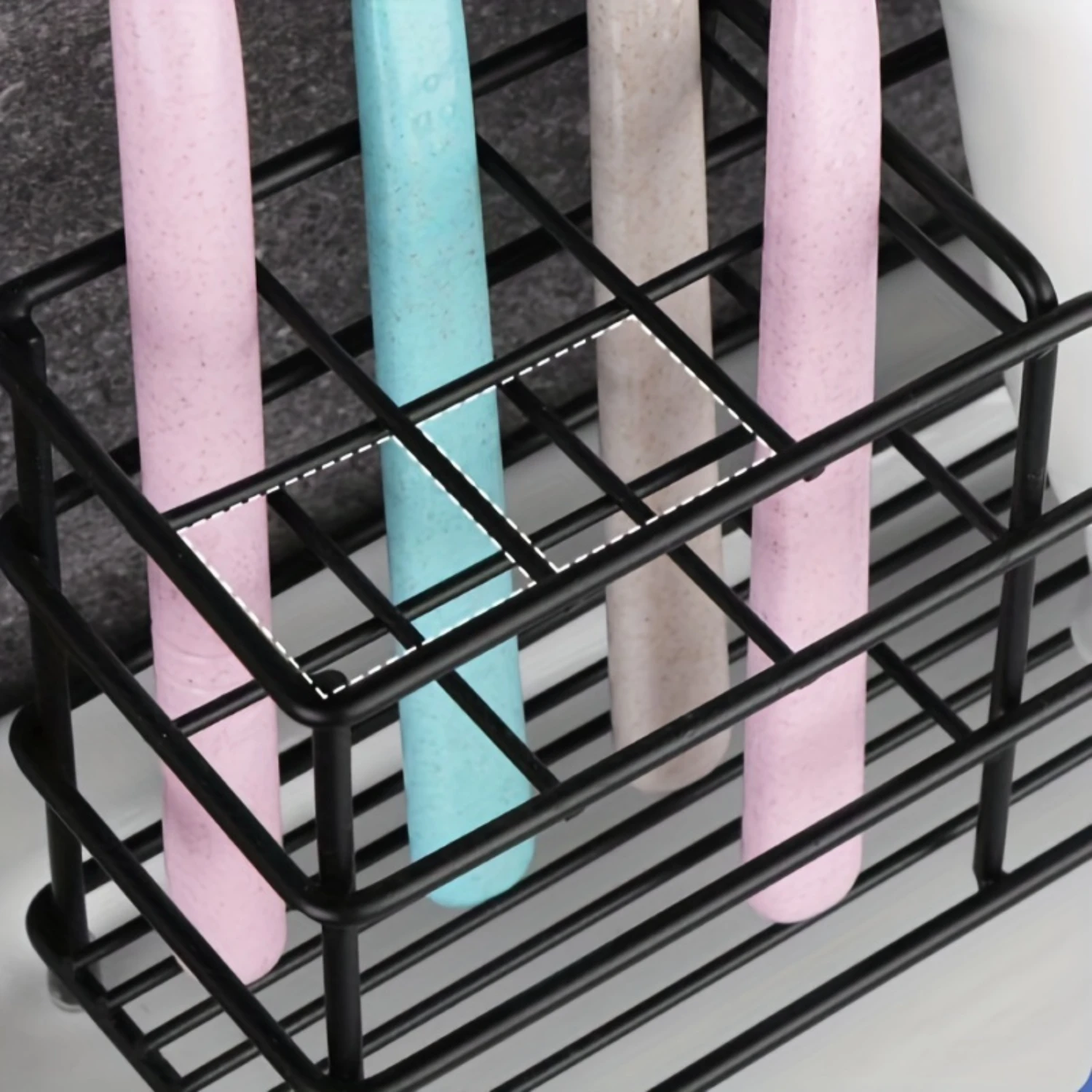 1pc 스테인레스 스틸 칫솔 홀더, 독립형 수조 욕실 주최자, 다기능 칫솔 치약 랙