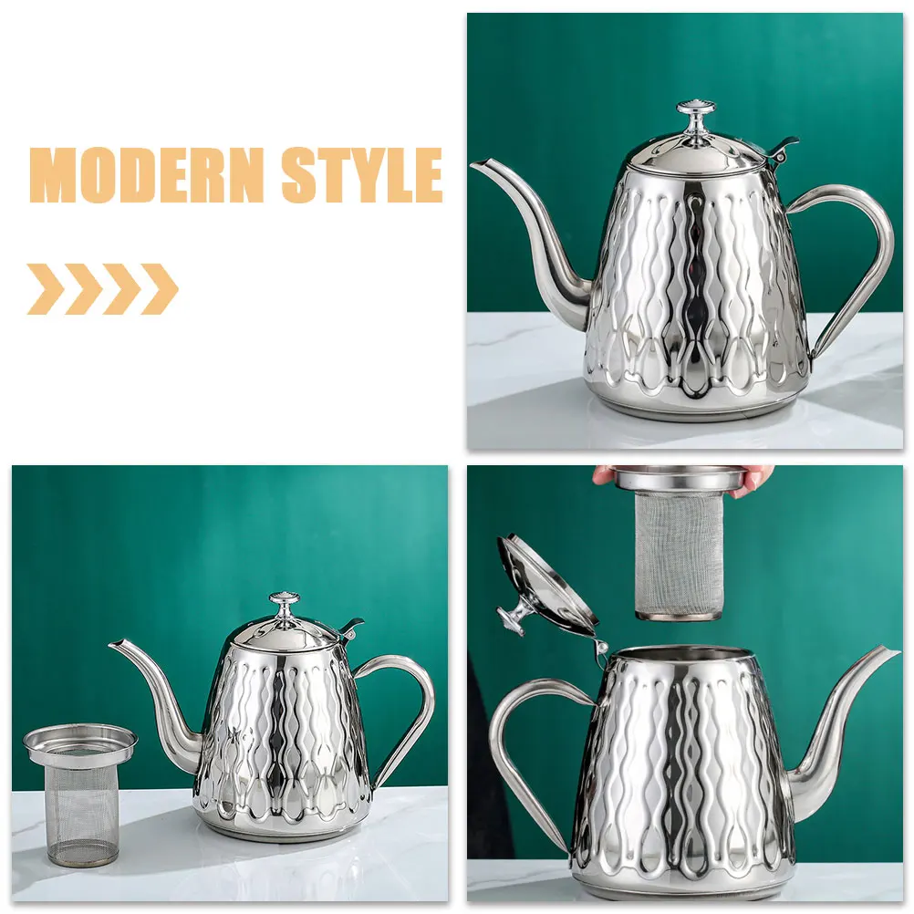 

Stainless Steel Tea Pot Thickened Pineapple Design Reliable Teapot with Built-in Strainer for Home Office Tearoom Supplies Tea
