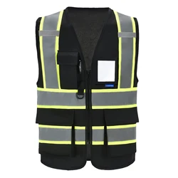 AYKRM High Visibility Safety Vest with Pockets Reflective Strips and Zipper,Yellow Orange(XS-6XL)