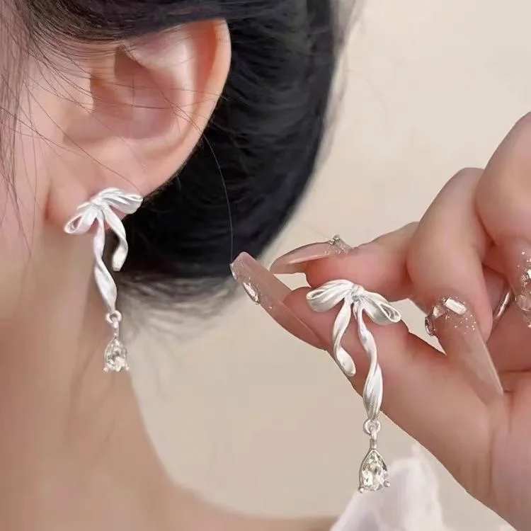2026 New Style Trendy Sweet Dream Ballet Exquisite Girly Bow Sweet Earrings