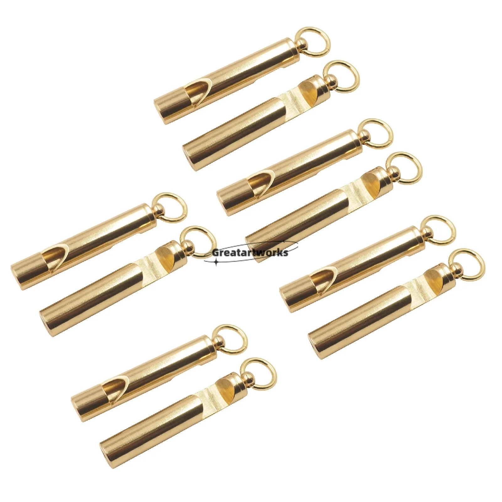 

10pcs Brass Whistle Bottle Opener Key-ring 60mm/2.36" EDC Tool Flat Whistle Life-saving Survival Signaling Gift Camper Hikers