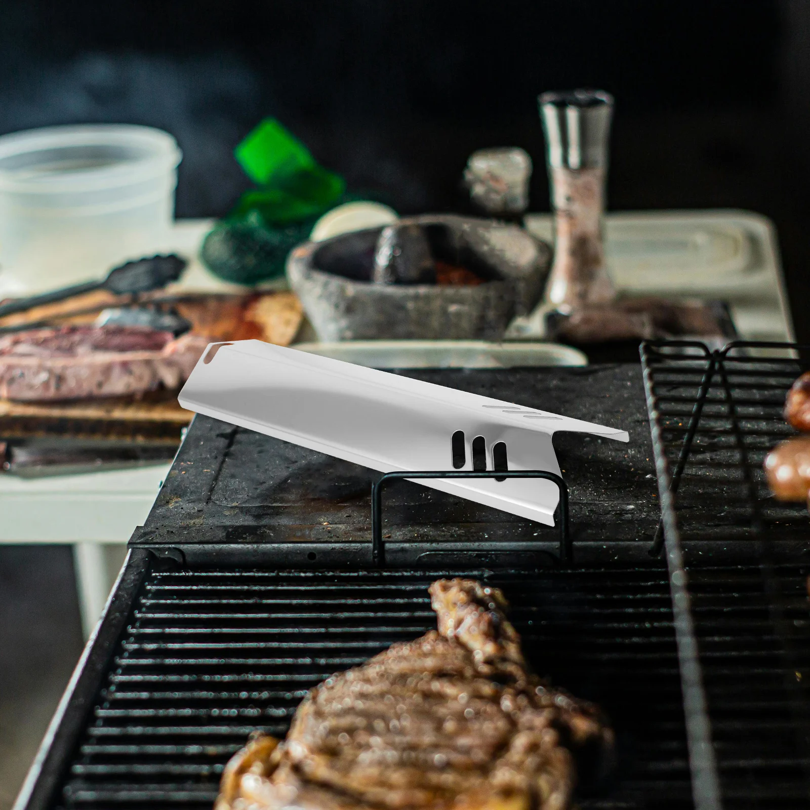 

4pcs Stainless Steel Plates Bbq Grill Replacement Parts Gas Grill Accessories Flavor Bar Hot Plate Heat Tent Burner Shield