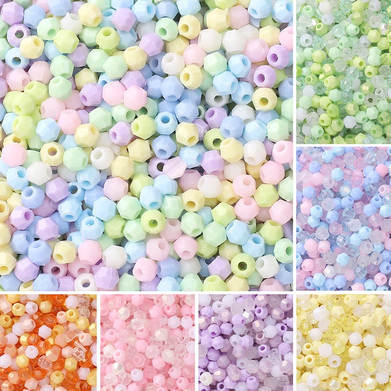 150pcs 4x4mm Acrylic Mixed Color Bicone Shape Beads Faceted Spacer Loose Beads for Jewelry Making DIY Bracelet Earrings Supplies