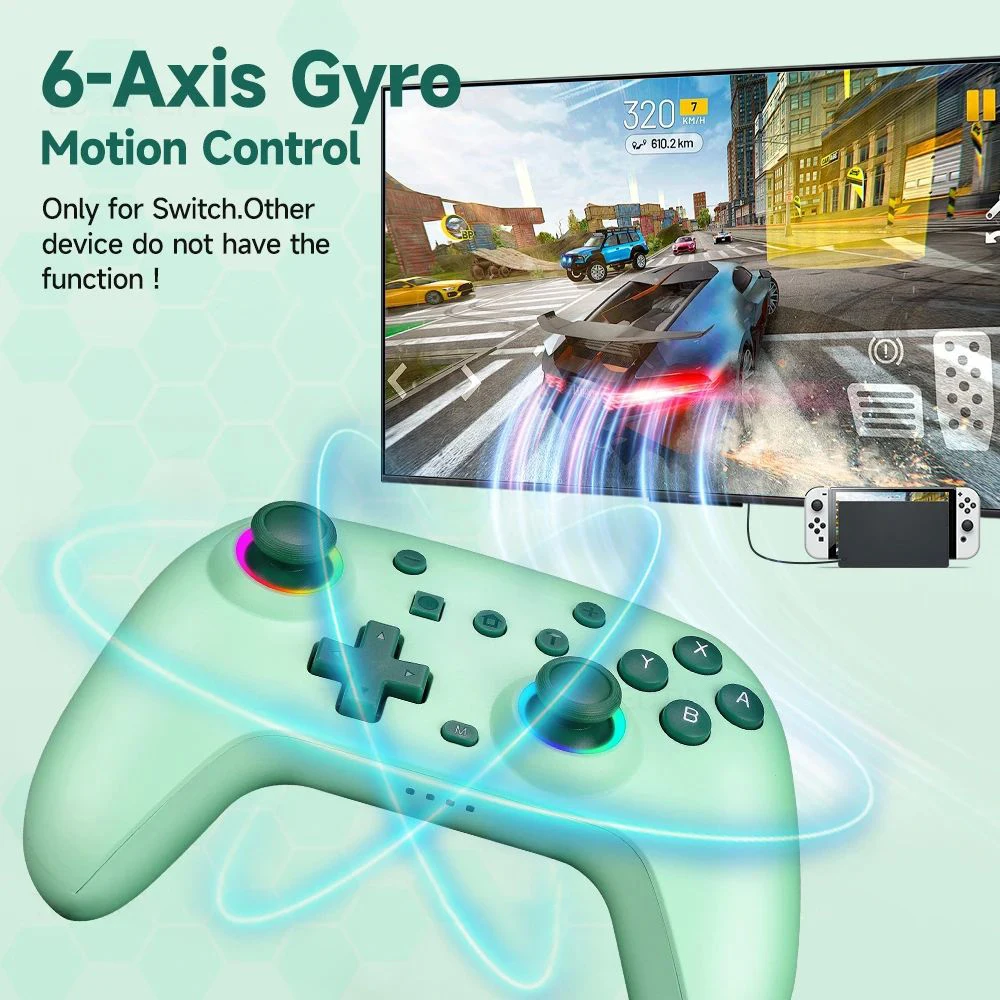 RGB Wireless Controller for Switch/ OLED/ Lite/ Steam/ Android Gamepad PC Joystick Joypad Controle with Turbo Function