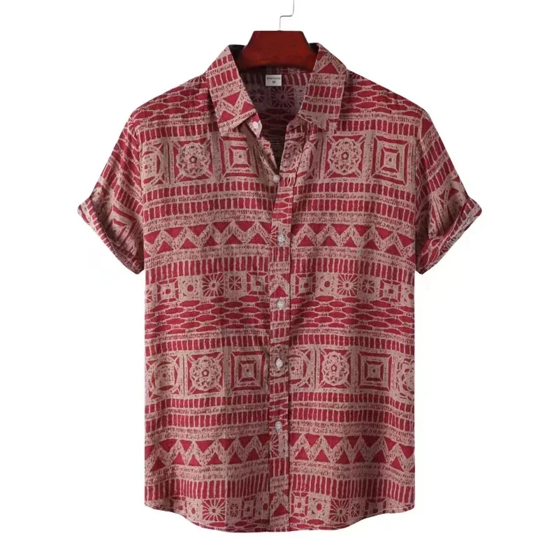 2024 Luxury Men's Tops Men's T-Shirts Tiki Fashion Shirts Clothing Social T-Shirts Hawaiian Cotton Oversized