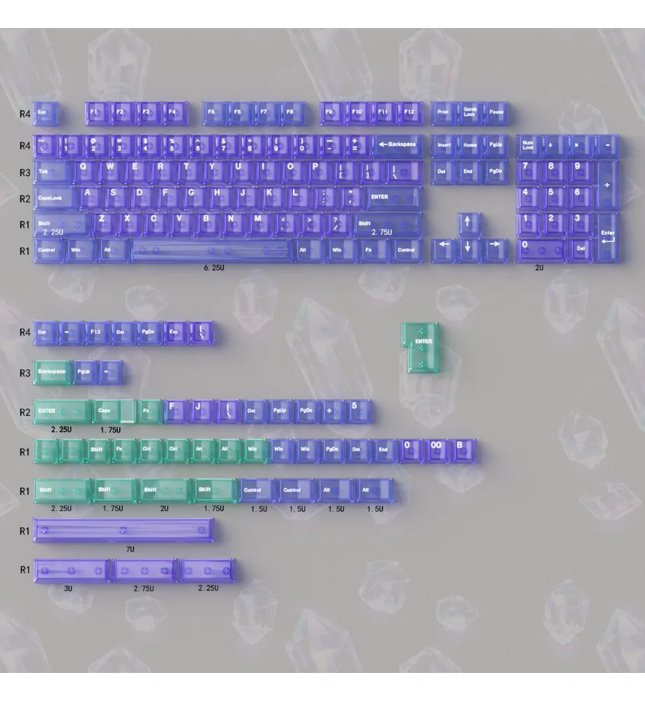 Keycaps Personalized keycaps Full set PC material pad printing cherry cherry Original height crystal purple 156 key mechanical