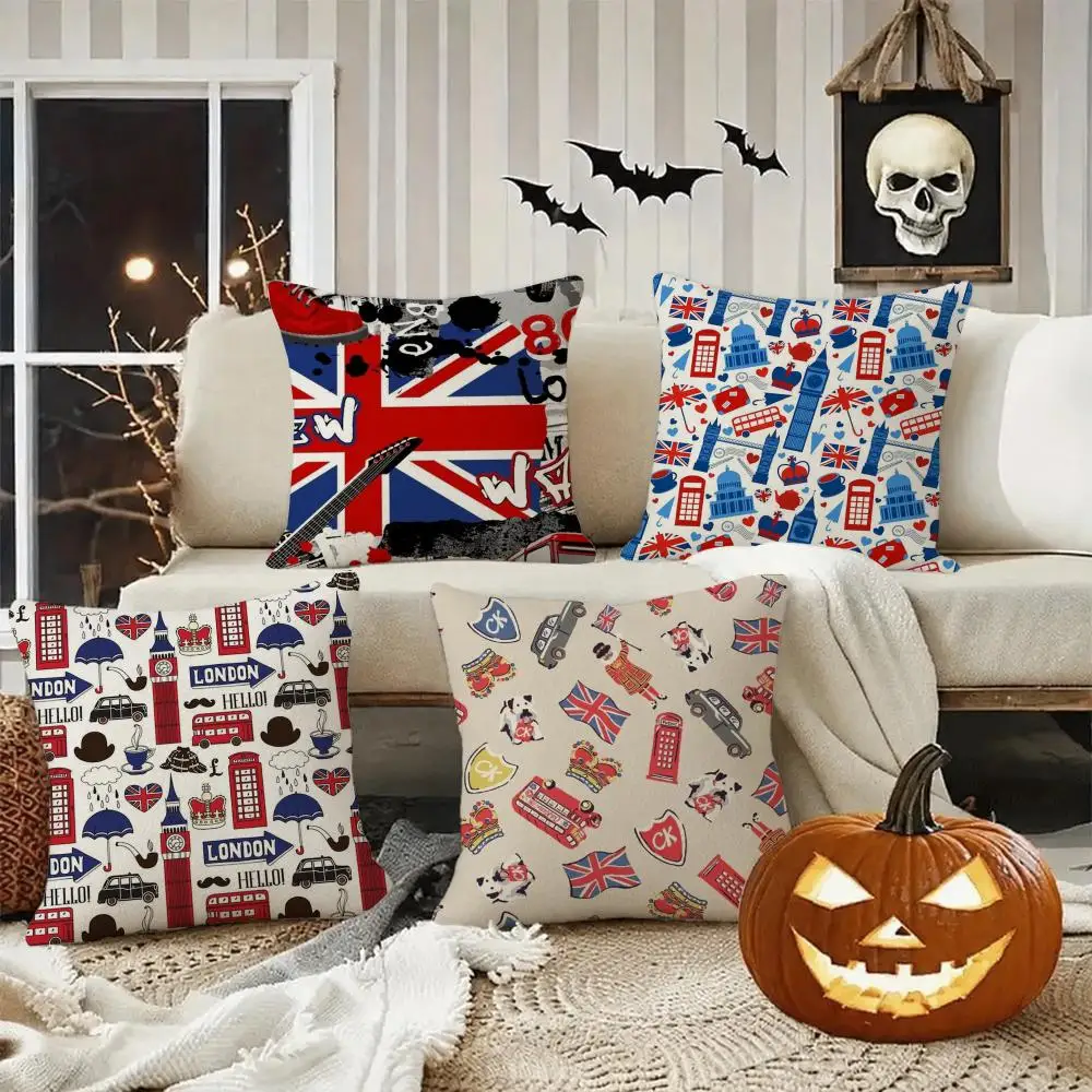 LOVE England Printed Cushion Cover Halloween decoration trick or treat cushion cover, ghost, pumpkin head, bat decoration