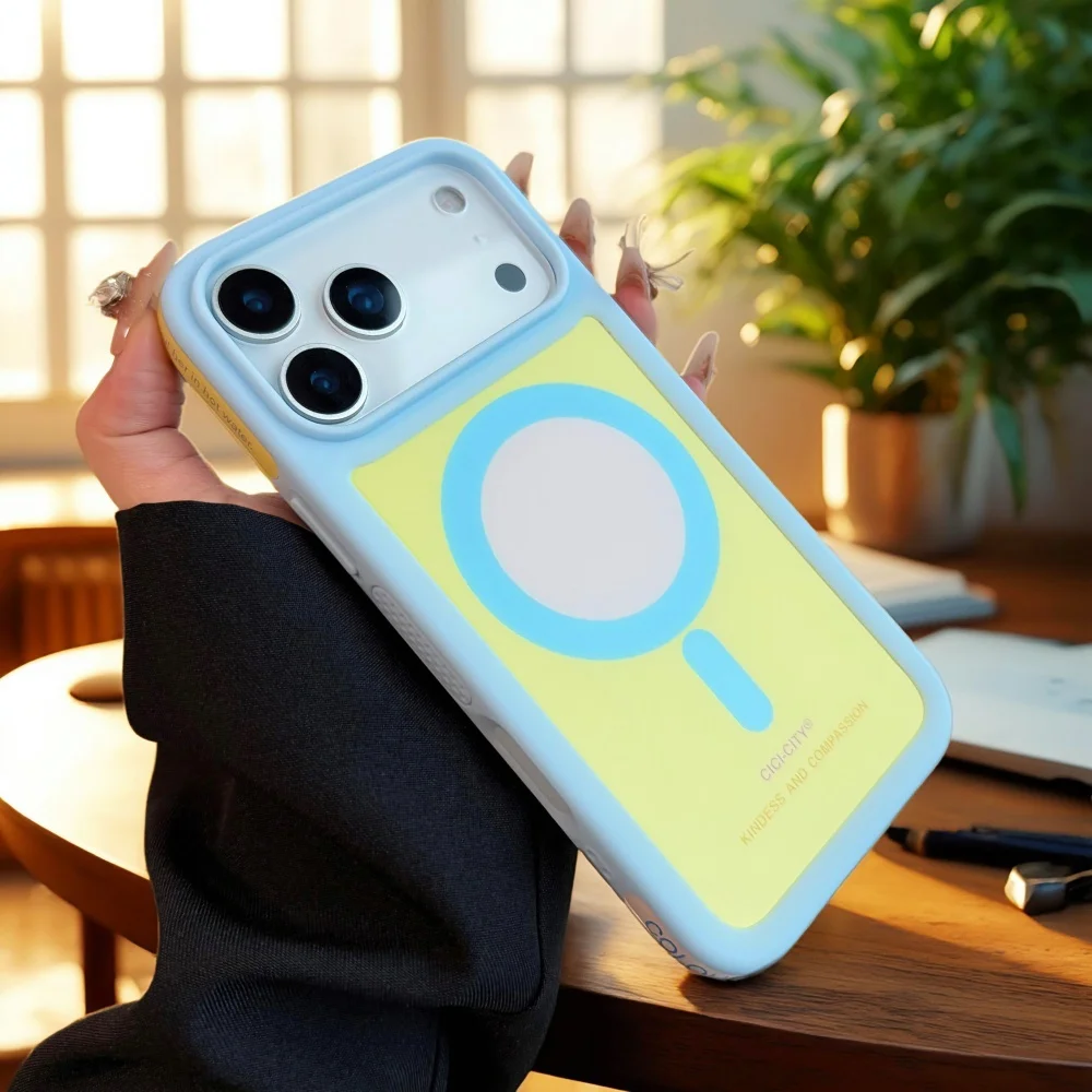 Modne, kreatywne etui magnetyczne z efektem kontrastu kolorów do iPhone'a 17 Pro Max 16 15 14 Pro Max 13, odporny na wstrząsy bumper w kolorach dopaminowych. — zdjęcie produktu 2