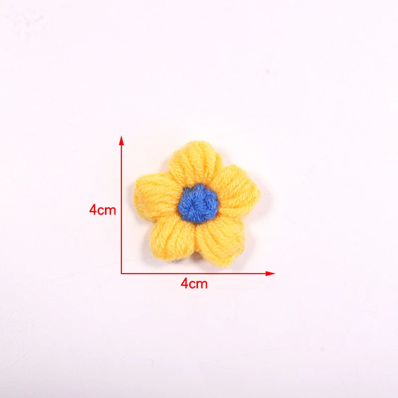 Knitting Crochet Flower Cloth, Pequena flor, Puff de algodão, Crochet Cloth, Hot Clothing Hairpin, 4cm, Acessórios decorativos, 15Pcs