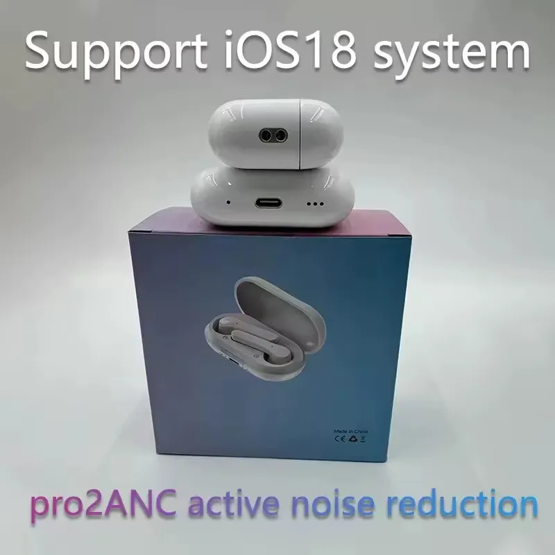 2025 New ios18 Pro2 ANC Active Noise Cancellation TWS Wireless Bluetooth Earphone USB-C Stereo Sports Headphones Super endurance