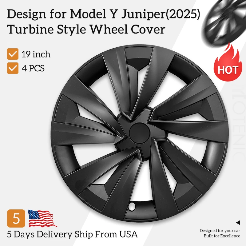 4PCS Wheel Cover for Tesla Model Y Juniper 2025-2026 19 Inch Turbine style Wheel Cover Automobile Hub Cap Full Rim Car
