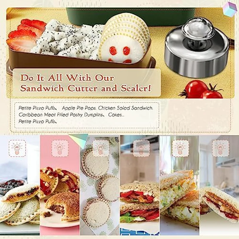 2 قطعة 304 الفولاذ المقاوم للصدأ الفول السوداني ساندويتش القاطع وسدادة لديي الاطفال الغداء السندويشات
