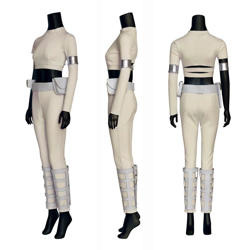 2025 New Padme Amidala Cosplay Costume Women White Tops Pant Suit Classic Princess Leia Halloween Carnival Party Role Play Outfi