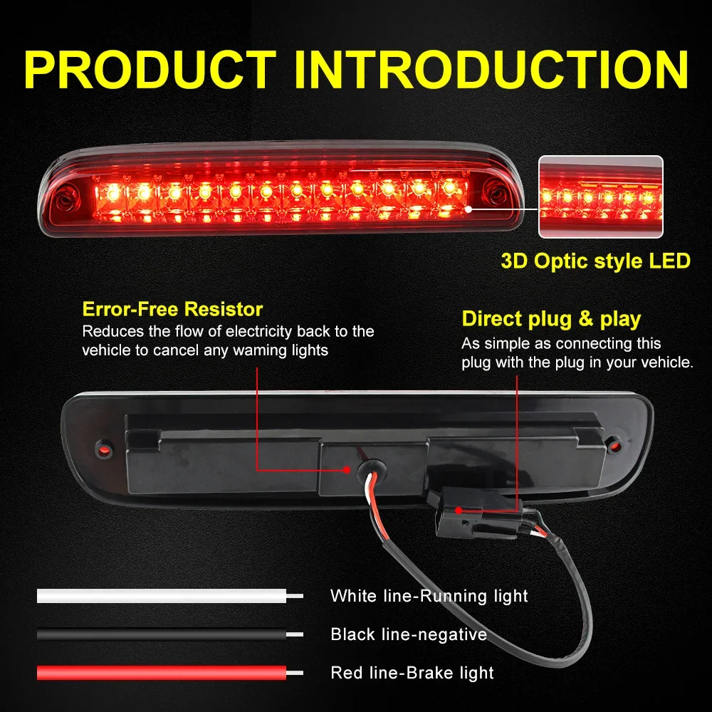 

LED Third 3rd Brake Light For Ford Ranger F250 Super Duty F350 F450 F550 Cargo DRL Additional Rear High Mount Stop Lamp For Car