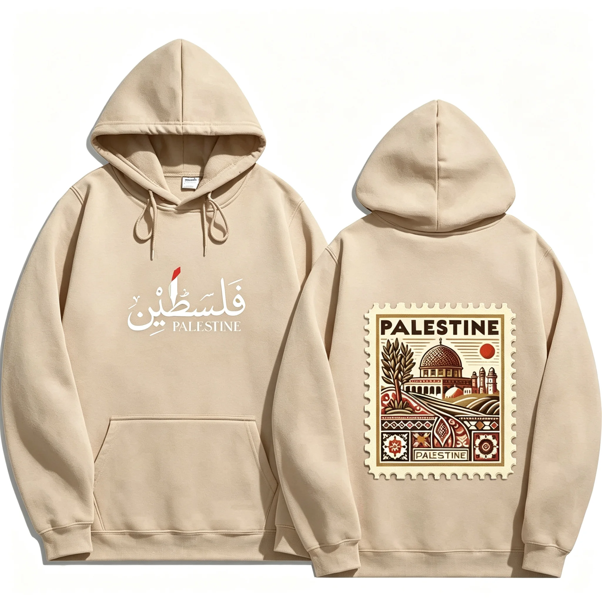2026 Unisex Vintage Palästina Grafik-Hoodie Herbst Winter Lässiger Pullover Sweatshirt Harajuku Ästhetik Retro Streetwear Locker Geschnitten – Detail 11