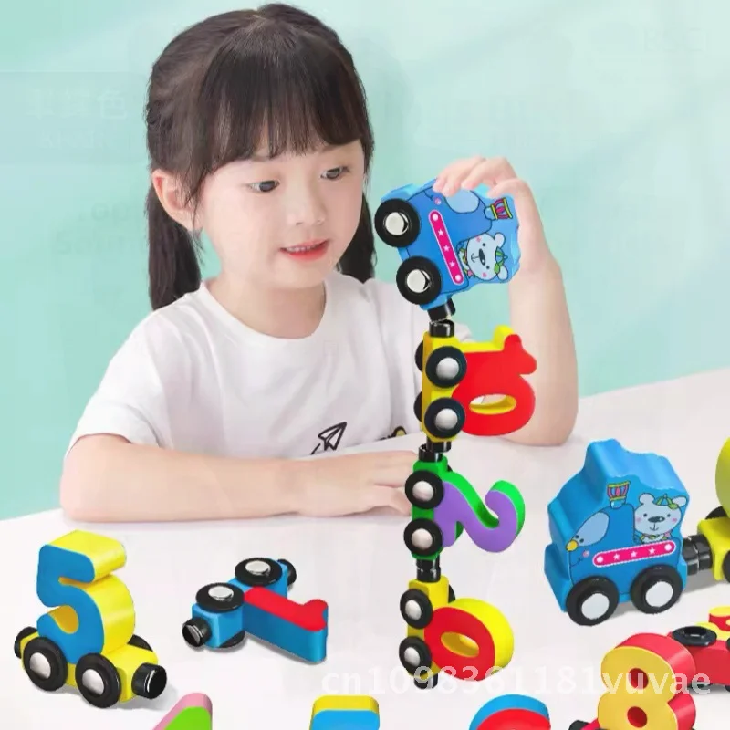 교육용 자석 디지털 기차 장난감 세트 1-3세에서 6세 어린이용 블록 장난감 아기 소녀 소년 숫자 학습