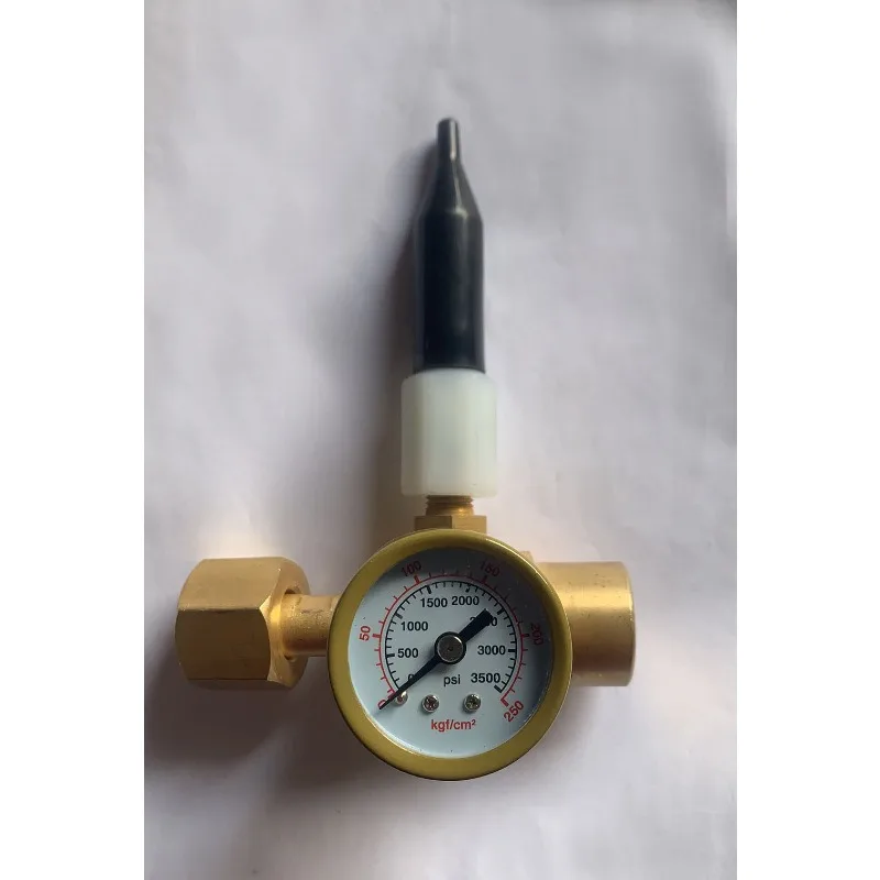 All Brass Helium Balloon Pressure Reducing Valve Inflation Pressure Gauge 0-3500PSI 0-250KGF/CM2 Helium Pressure Reducer