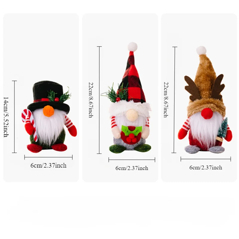 Christmas Lattice Hat Antler Faceless Santa Claus Doll Xmas Gnome Rudolph Doll Pendant Ornament Kids Gifts Merry Christmas Decor