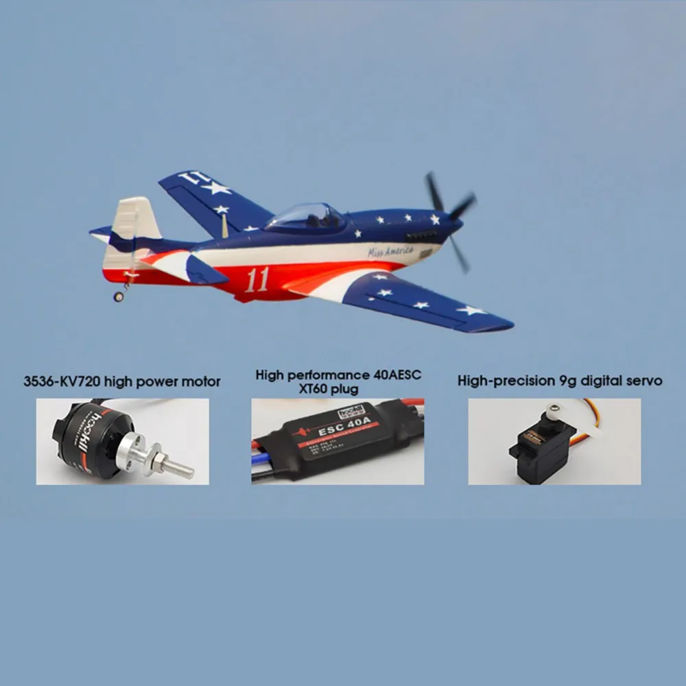 HOOKLL P51 Miss America 1200mm Apertura alare EPO RC Aereo Warbird Fighter KIT/PNP