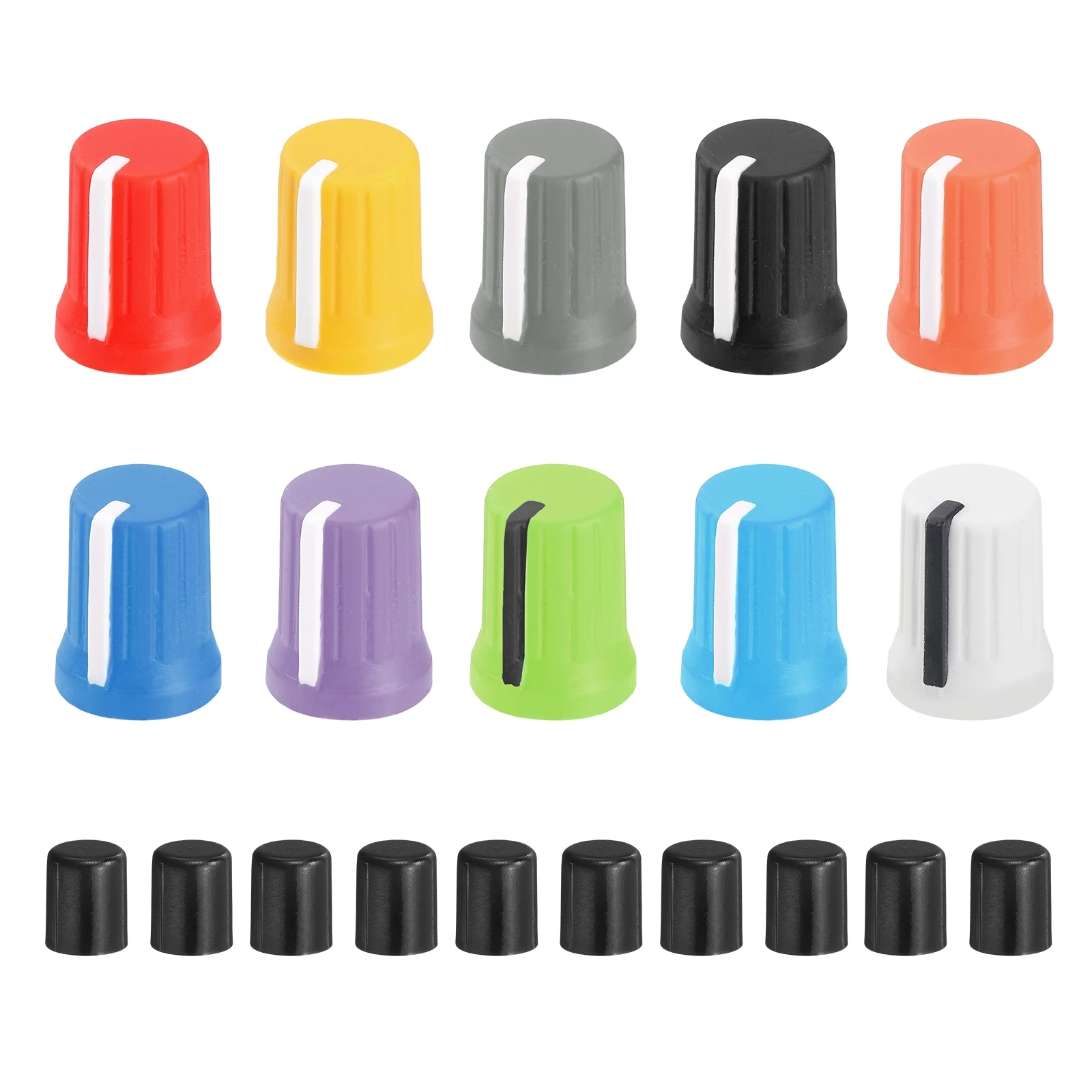 5/10 unidades de perillas de goma de 6 mm con eje en D para potenciómetro, rotación de 180°, para altavoces DJ, batería electrónica y guitarras, multicolor