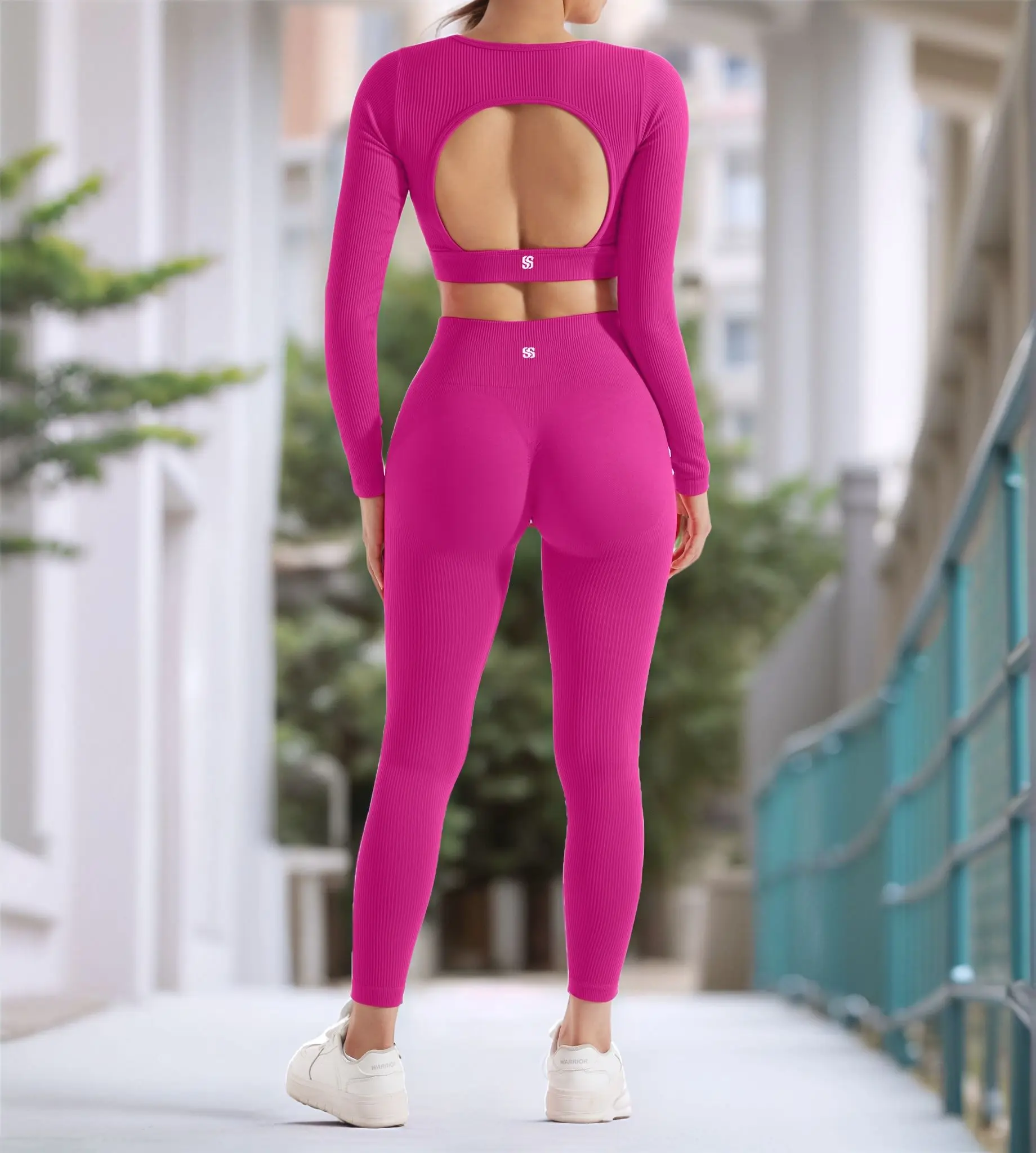 2PCS Yoga Anzug Frauen Sport Set Schnell Trocknend Gym Set Trainingsanzug Lauf Workout Langarm Sport Hemd Yoga set Yoga Kleidung