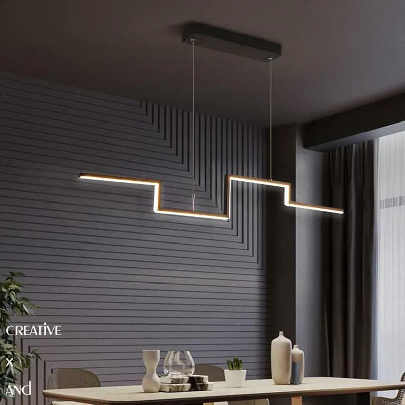 Nordic Geometry Black Led Chandelier Lighting Living Dining Room Decor Led Chandeliers Lamp Bar Office Hanging Lights Fixtures