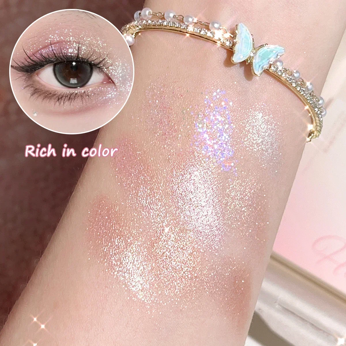 9-Color Eyeshadow Disc, Super Flash, Fine Flash, Pearlescent Glitter, Highlight, Brighten Face Makeup Makeup Eyeshadow Palette image 2