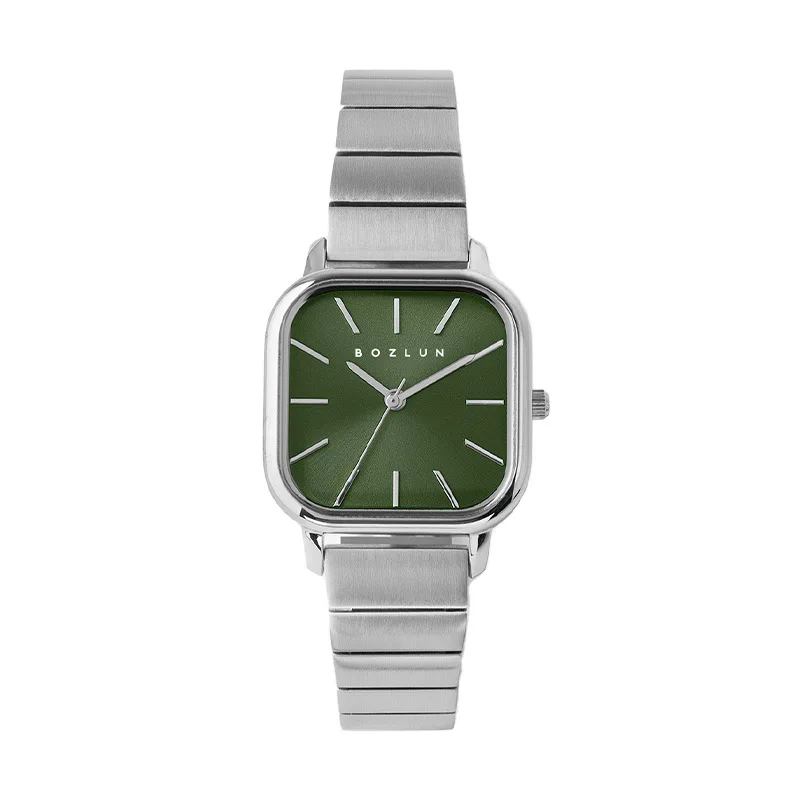 

BOZLUN Women's Classic Green Square Quartz Watch - Minimalist Small Wristwatch, Elegant Simple Design