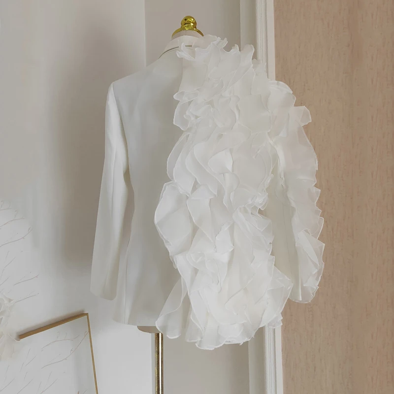 KBQ-سترات نسائية أنيقة مرقعة صلبة ، كم طويل ، زر مربوط ، معطف فضفاض كاجوال مصمم ، موضة نسائية ، جديدة