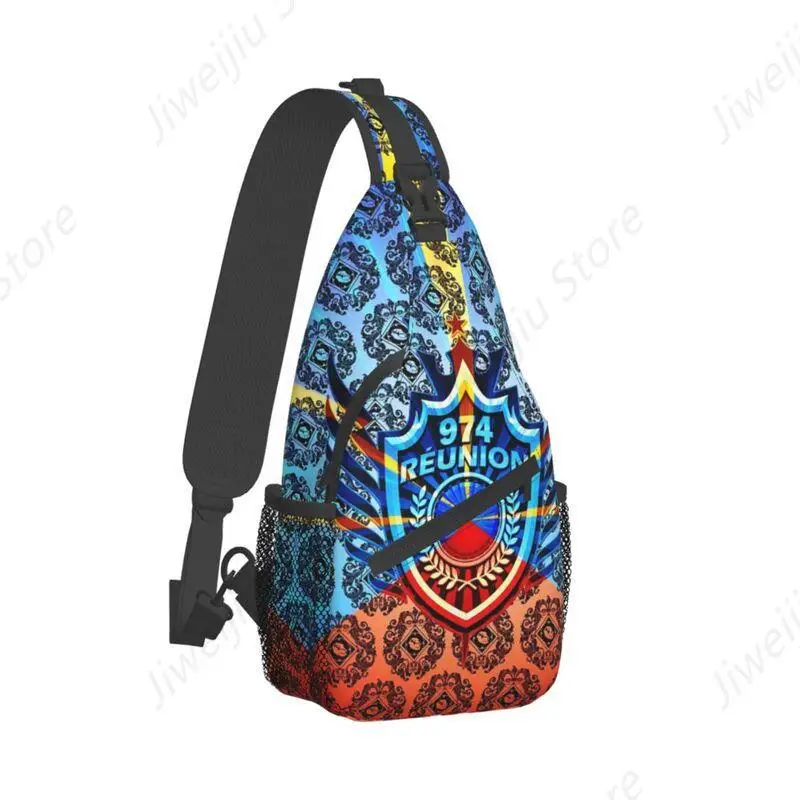 974 Reunion Island Maveli Coat Of Arms Sling Chest Crossbody Bag Men Casual Shoulder Backpack for Traveling