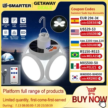 야외 태양광 접이식 조명, 휴대용 USB 충전식 LED 전구 검색 조명, 캠핑 토치, 정전용 비상 램프