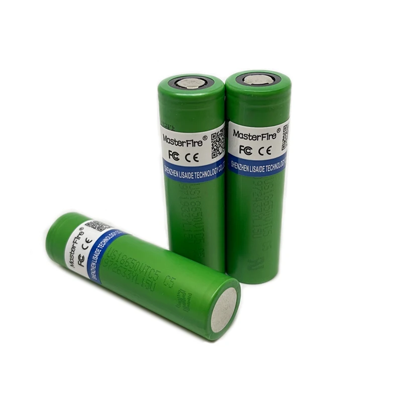 MasterFire Original 18650 2600mAh US18650VTC5 3.7V High Drain Rechargeable Lithium Battery VTC5 Batteries Cell 30A Discharge