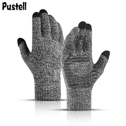 Winter Knitted Men's Gloves Touch Screen Anti-skid Solid Business Driving Cycling Full Finger Autumn Non-slip Rubber Male Gloves