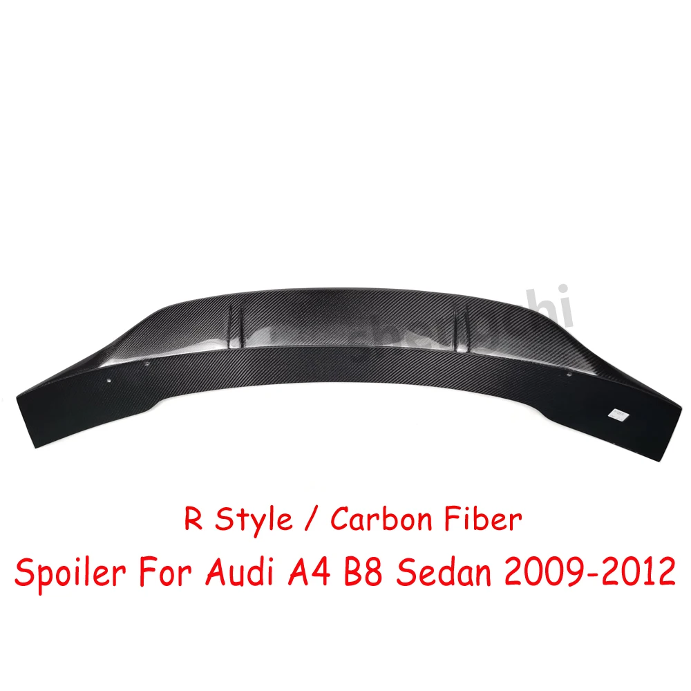 For Audi A4 B8 R Style Real Carbon Fiber Rear Trunk Spoiler Wings 2009 2010 2011 2012