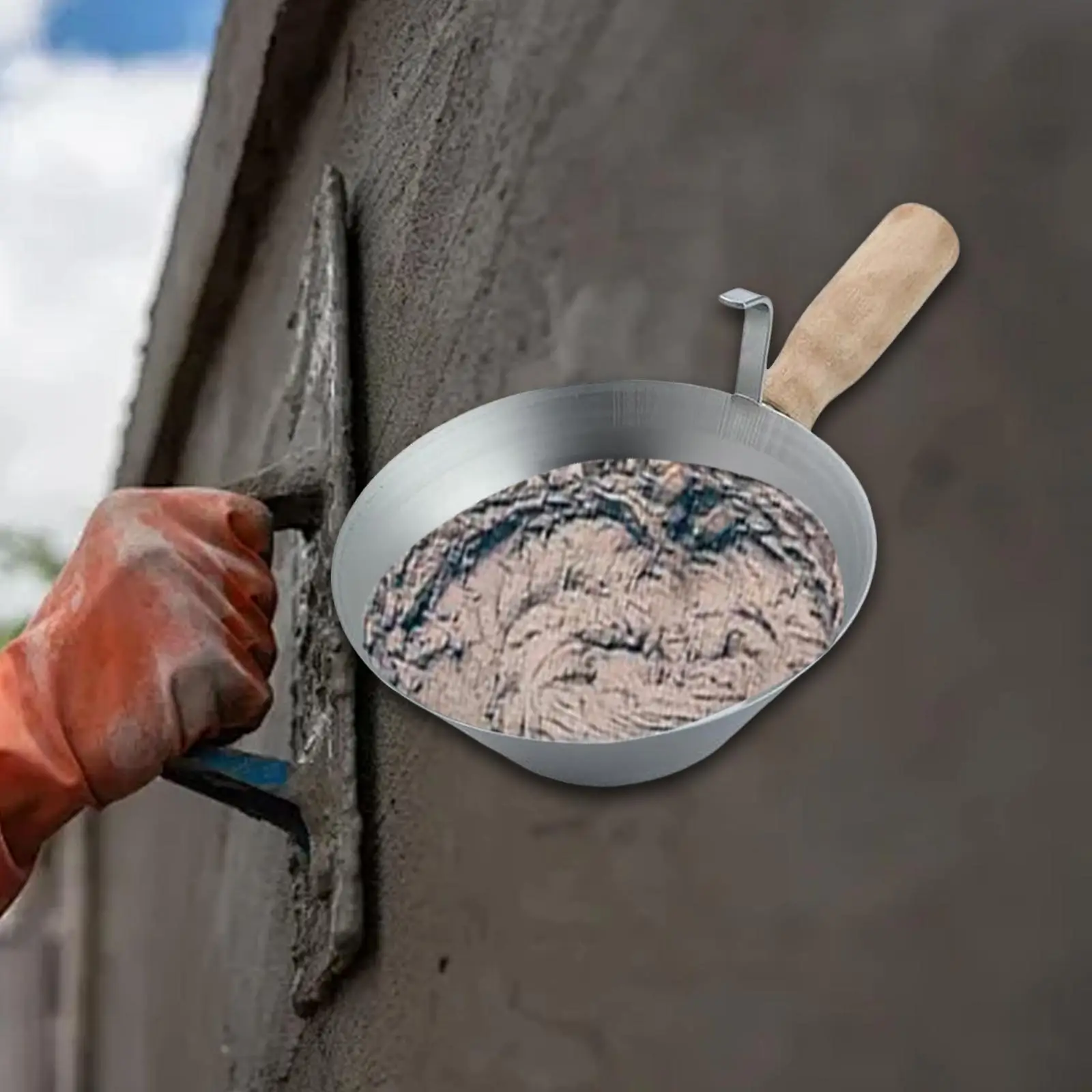 Łyżka do cementu Drewniana rączka Miska murarska do szpachli do płyt gipsowo-kartonowych