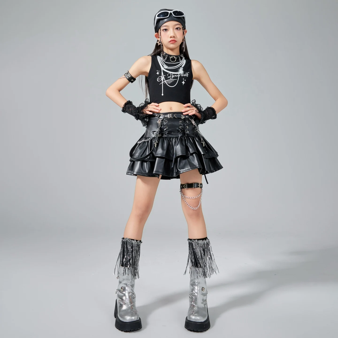 Vêtements de rue pour enfants, vêtements Hip Hop pour filles, Costumes de danse Jazz, tenues K-pop pour enfants, Costumes de spectacle sur scène XS9993