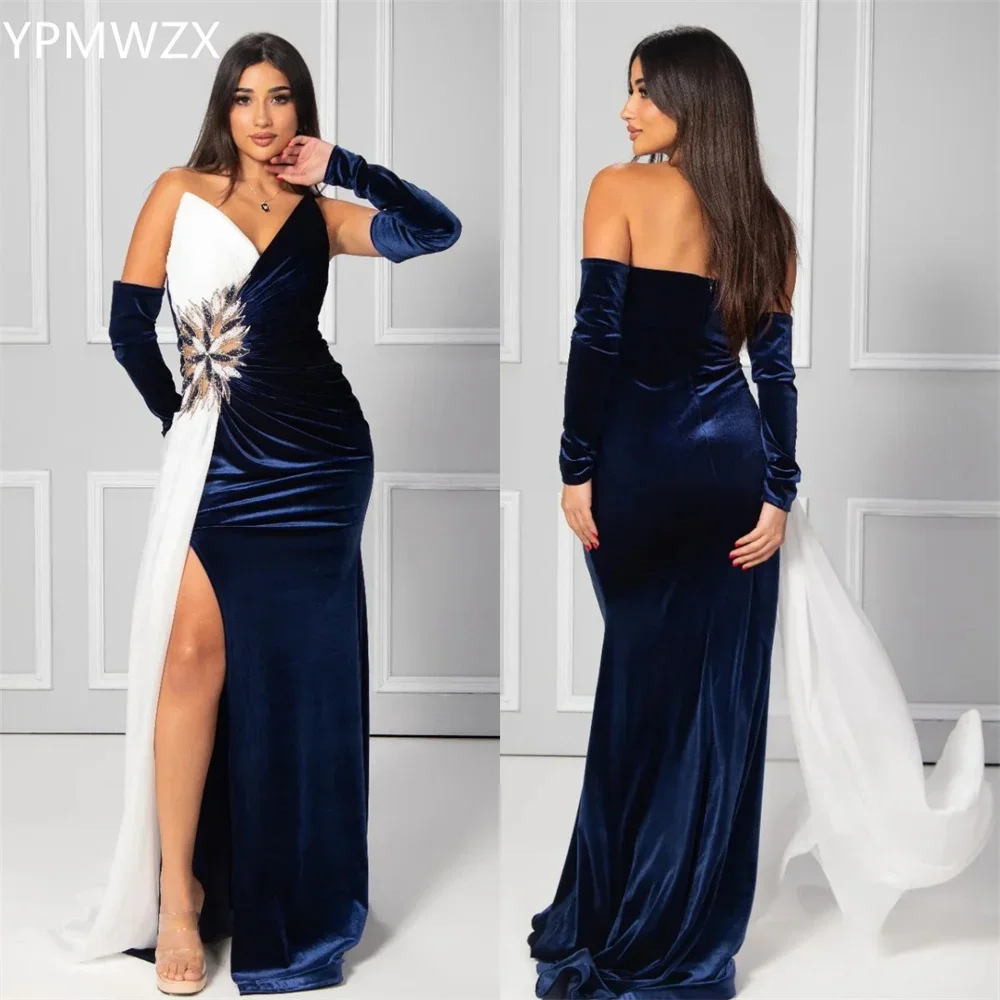 Customized YPMWZX Strapless Mermaid Floor length Skirts Ribbon Applique Bespoke Occasion Dresses