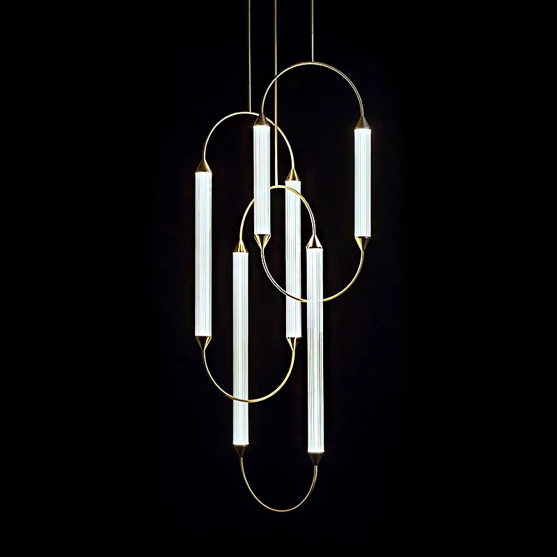 

Nordic modern simple hotel front desk table light bar designer creative personality geometric line restaurant chandelier