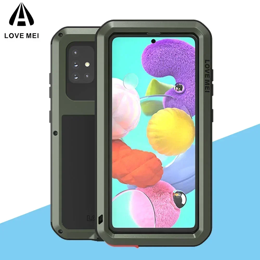 

For Samsung Galaxy A53 A54 S20FE S21FE Note 10 lite Case LOVE MEI Shock Dirt Shockproof Resistant Metal Armor Cover Coque