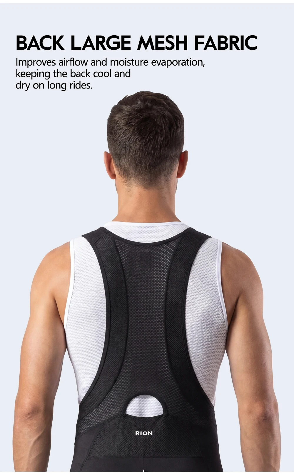 RION Herren Radsport-Trägerhose Mountainbike MTB Tights Polsterung Fahrrad-Trägerhosen Fahrradausrüstung Italienisches Dolomiti-Polster 8H Outdoor-Sport – Detail 6