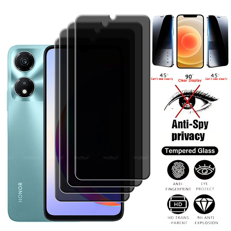 

4Pcs For Honor X5 Plus Glass Huawei Honor X5 Plus Tempered Glass 9H Privacy Anti-Spy Cover Glue Screen Protector Honor X5 Plus
