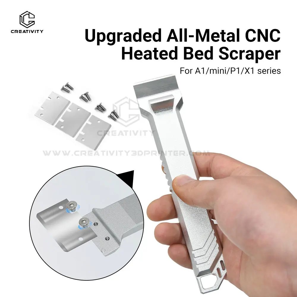 

Скребок для 3D-принтера, цельнометаллический, с лезвием SK5, обработанным на ЧПУ, инструмент для очистки, для Ender3, CR10, Lab A1, X1, P1P, P1S, H2D, U1, запчасти для 3D-принтеров