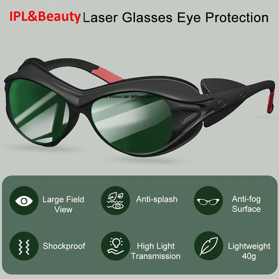 IPL Goggles Red Light Therapy Glasses 405nm 445nm 450nm 610nm 755nm 808nm 810nm 980nm 1064nm Laser Eye Protection