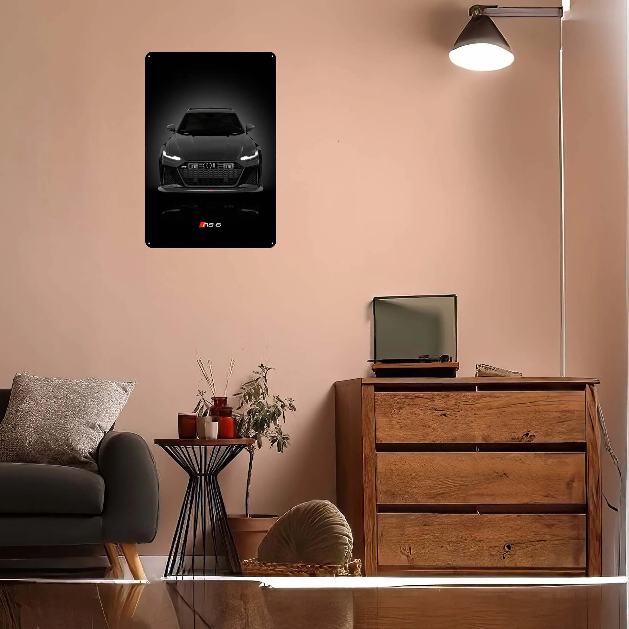 Audi 2021 RS6 Avant Art Tinplate Sign Cars Poster Bathroom Decoration Metal Sign for Garage Wall Art Decoration Vintage Decor