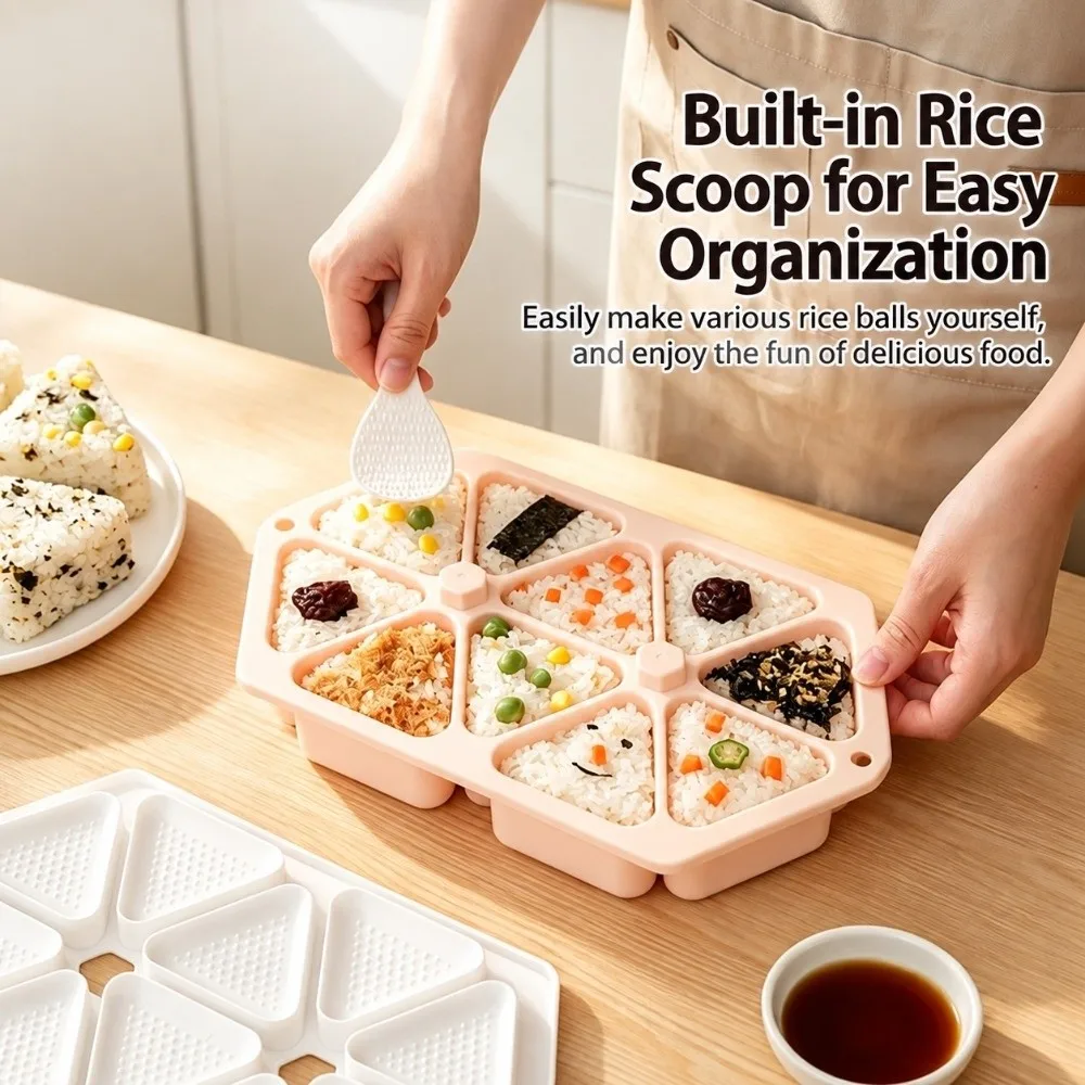 New 10-in-1 Triangle Rice Ball Mold Non-Stick With Handle Onigiri Mold Press Type Box Accessory Sushi Making Tool Kitchen