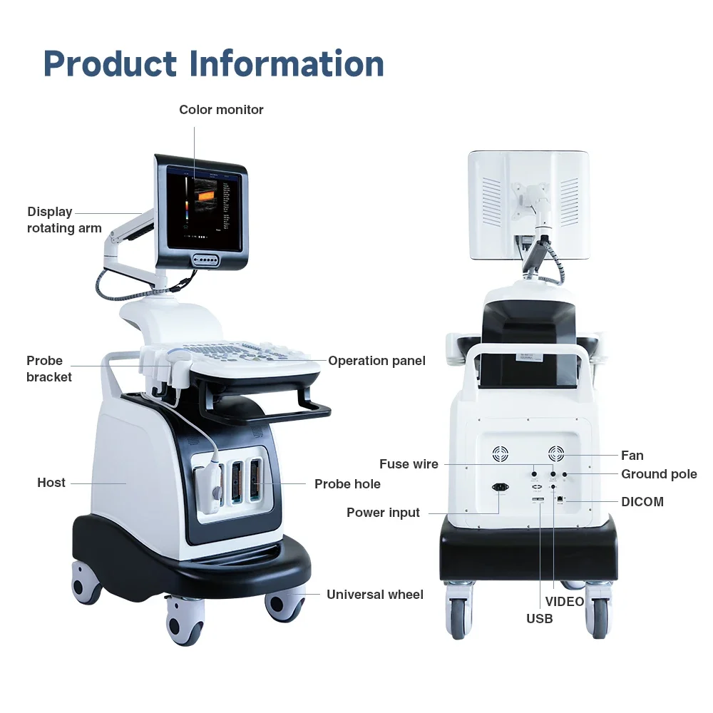 Factory Price High Quality 4D Portable Ultrasound Machine Color Doppler Ultrasound Machine With Probe Medical Equipment