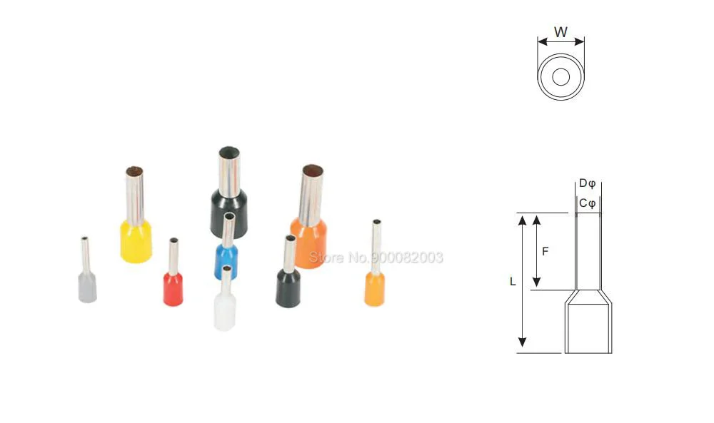 1000 Stück E0308 Aderendhülsenklemmenblock, rotes Kupfer, 0,25–0,3 mm2, Kreuzdraht, elektrischer Steckverbinder, 0,34 mm VE 0308 Kabelendklemmen – Detail 5